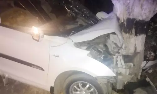 மரத்தில் கார் மோதி விபத்து; சிறுவன் உள்பட  2 பேர் பலி
