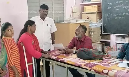 மாற்றுத்திறனாளிகளுக்கு கருவிகள் வழங்க பரிசோதனை முகாம்