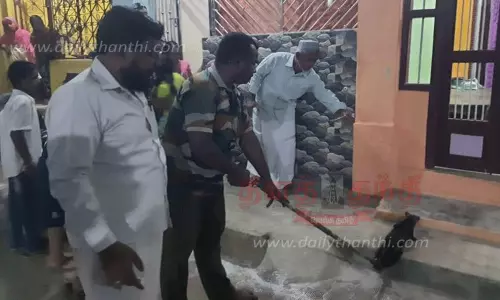 வீட்டு கழிவறையில் புகுந்த மரநாய் மீட்பு
