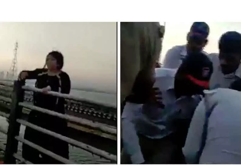 வாஷி மேம்பாலத்தில் தற்கொலைக்கு முயன்ற பெண்ணை மீட்ட போலீசார்