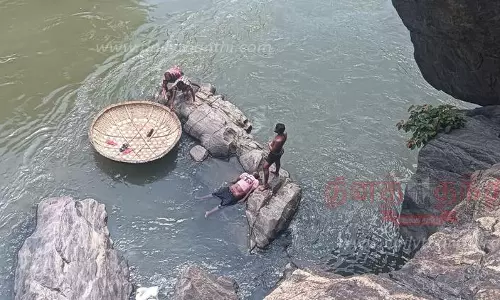 ஒகேனக்கல் மெயின் அருவியில் குளித்த போது தவறி விழுந்து காவிரி ஆற்றில் அடித்து செல்லப்பட்ட சுற்றுலா பயணியை பரிசல் ஓட்டிகள் மீட்டனர் ஒகேனக்கல் மெயின் அருவியில் குளித்த போது தவறி விழுந்து காவிரி ஆற்றில் அடித்து செல்லப்பட்ட சுற்றுலா பயணியை பரிசல் ஓட்டிகள் மீட்டனர்