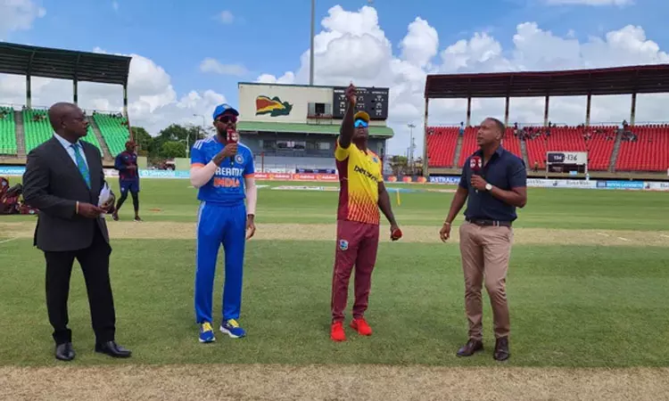 3வது டி20 போட்டி: இந்தியாவுக்கு எதிராக டாஸ் வென்ற வெஸ்ட் இண்டீஸ் பேட்டிங் தேர்வு...!