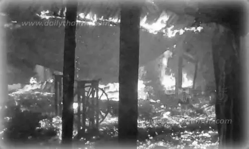 மின்கசிவால் 6 வீடுகள் தீப்பிடித்து எரிந்து சேதம்