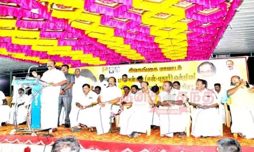 எஸ்.புதூரில் கருணாநிதி நூற்றாண்டு விழா பொதுக்கூட்டம் அமைச்சர் கே.ஆர்.பெரியகருப்பன் பங்கேற்பு