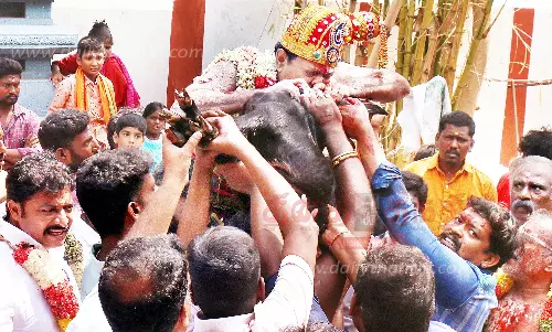 உக்கிரமாகாளியம்மன் கோவிலில் குட்டி குடித்தல் நிகழ்ச்சி