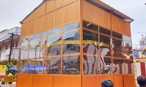 மாரியம்மன் கோவில் தேருக்குரூ.7லட்சத்தில் கண்ணாடி கூண்டு