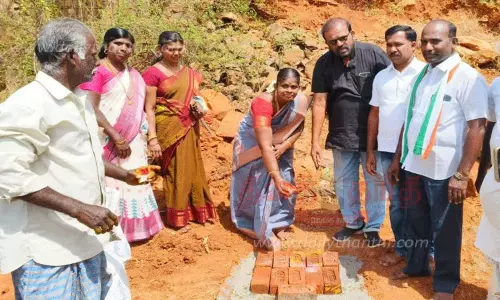 பாவூர்சத்திரம் அருகே ஊருணி மேம்படுத்தும் பணி