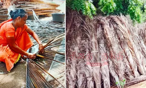 காரைக்குடி பகுதியில் தென்னங்கிடுகு தயாரிக்கும் பணி மும்முரம்