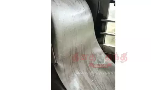 அரசு பஸ்களில் வழிந்தோடும் மழைநீர்