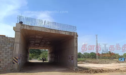 தஞ்சை- விக்கிரவாண்டி நெடுஞ்சாலையில் மேம்பாலம் அமைக்கும் பணிகள் தஞ்சை- விக்கிரவாண்டி நெடுஞ்சாலையில் மேம்பாலம் அமைக்கும் பணிகள்