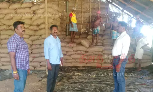 நெல் கொள்முதல் நிலையங்களில் குடிமை பொருள் வழங்கல் போலீசார் ஆய்வு