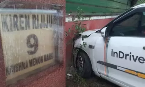 மத்திய மந்திரி கிரண் ரிஜிஜூவின் வீட்டின் மீது மோதிய கார்..!