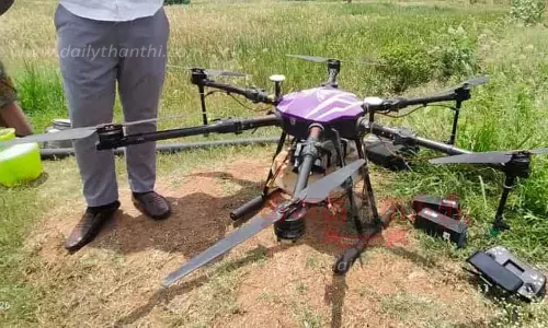 வேளாண்மை துறையினர் கொண்டு வந்த ட்ரோன் பழுது