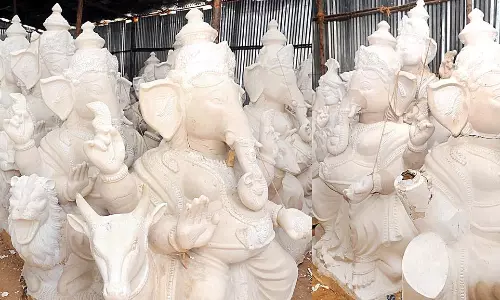 விநாயகர் சிலைகள் தயாரிக்கும் பணி மும்முரம்