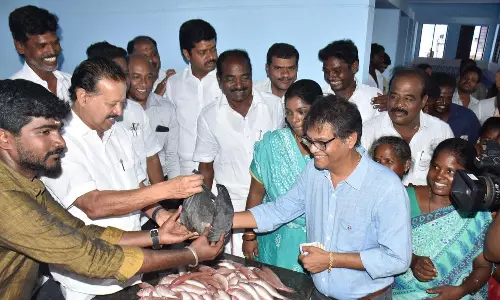 விழுப்புரம் அனிச்சம்பாளையத்தில் ரூ.2½ கோடியில் கட்டப்பட்ட அங்காடியில் மீன் விற்பனை அமைச்சர் பொன்முடி தொடங்கி வைத்தார்