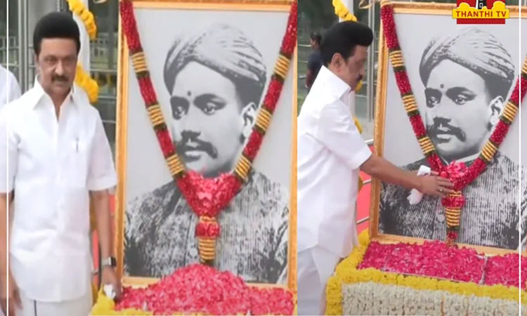 வ.உ.சி பிறந்த தினம் - உருவப்படத்திற்கு முதல்-அமைச்சர் மு.க.ஸ்டாலின் மலர்தூவி மரியாதை