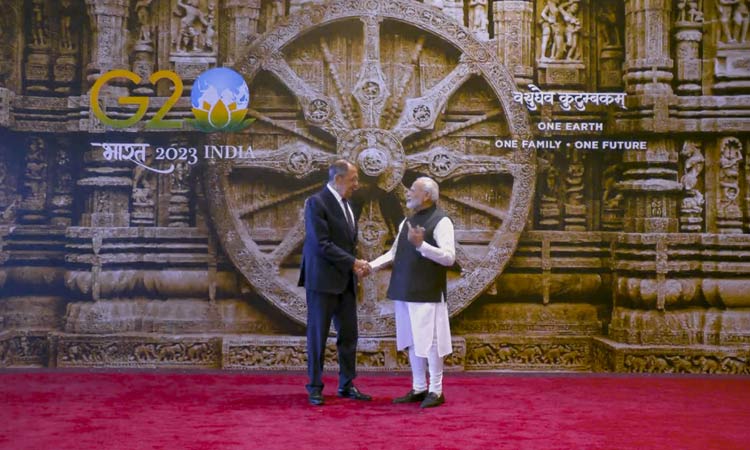 ஜி20 மாநாட்டு வரவேற்பு நிகழ்ச்சியில் கோனார்க் சக்கரம்.. வியந்து பார்த்த தலைவர்கள்..!