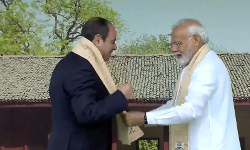 மகாத்மா காந்தி நினைவிடத்திற்கு எகிப்து அதிபர் வருகை