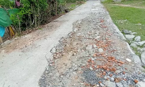 சீர்பாதநல்லூரில்ஒருவாரம் கூட தாக்குப்பிடிக்காத சிமெண்டு சாலை :தரமின்றி அமைத்ததாக கிராம மக்கள் குற்றச்சாட்டு