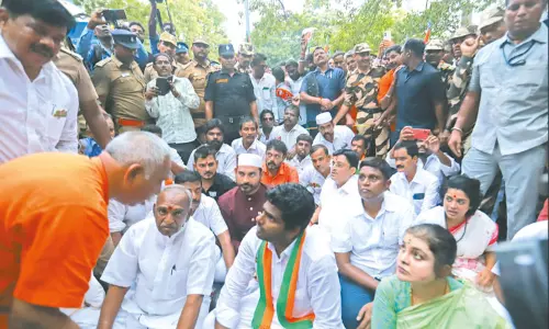 அமைச்சர்கள் உதயநிதி, சேகர்பாபுவை கண்டித்து அண்ணாமலை தலைமையில் பா.ஜ.க.வினர் ஆர்ப்பாட்டம்