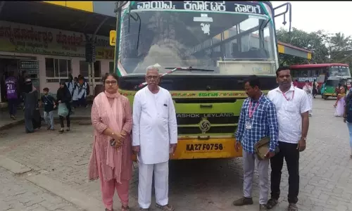 தாவணகெரேயில் விபத்து இழப்பீடு வழங்காததால் அரசு பஸ் ஜப்தி