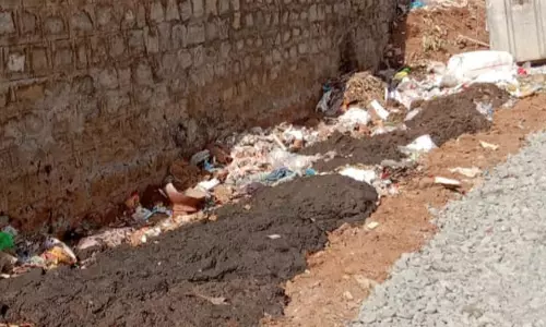 கல்லூரி அருகே கொட்டப்பட்ட கழிவறை கழிவுகள்