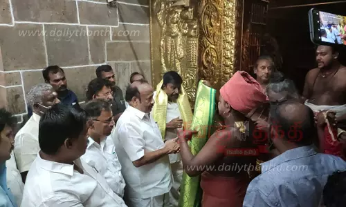 அமைச்சர்கள் கே.என்.நேரு, எம்.ஆர்.கே.பன்னீர்செல்வம் சாமி தரிசனம்