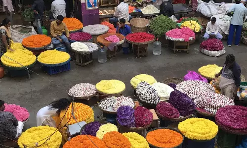 பெங்களூருவில் பழம்-பூக்கள் விலை கடும் உயர்வு பெங்களூருவில் பழம்-பூக்கள் விலை கடும் உயர்வு