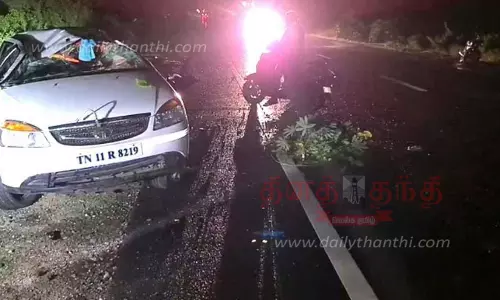 கார் கவிழ்ந்த விபத்தில் தந்தை-மகன் பலி