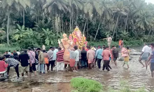 விநாயகர் சிலைகள் ஆற்றில் கரைப்பு
