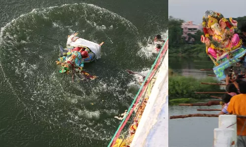 விநாயகர் சிலைகள் காவிரி ஆற்றில் கரைப்பு