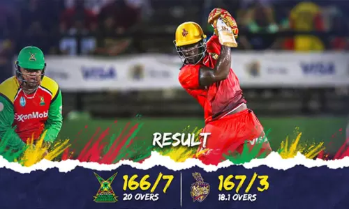 கரீபியன் பிரீமியர் லீக்: டிரின்பாகோ நைட் ரைடர்ஸ் இறுதிப் போட்டிக்கு முன்னேற்றம்....!!