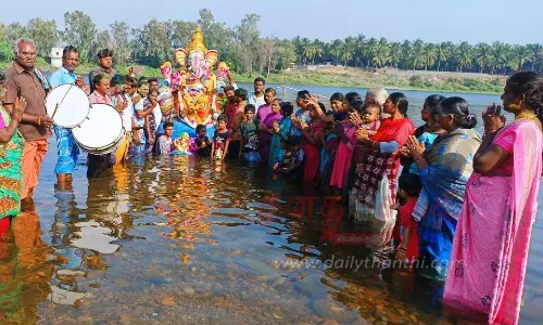 தேவூர் அருகே கல்வடங்கம் காவிரி ஆற்றில் 5-வது நாளாக விநாயகர் சிலைகள் கரைப்பு