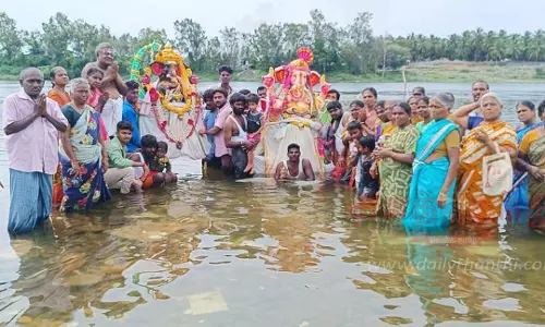 தேவூர் அருகே கல்வடங்கம்காவிரி ஆற்றில் 7 நாட்களில் 1,043 விநாயகர் சிலைகள் கரைப்பு