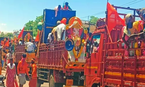 கயத்தாறில்22 விநாயகர் சிலைகள் ஊர்வலம்