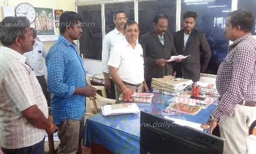 தாலுகா அலுவலகத்தை ஜப்தி செய்ய வந்த ஊழியர்களால் பரபரப்பு