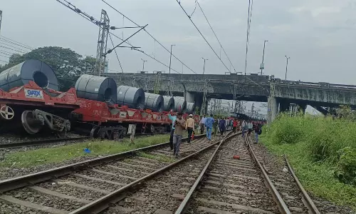 பன்வெல் அருகே சரக்கு ரெயில் தடம் புரண்டு விபத்து - ரெயில் சேவை பாதிப்பு