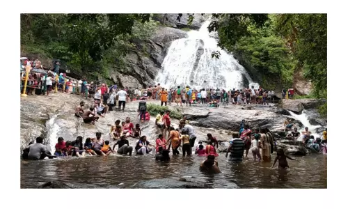 ஆழியாறில் குவிந்த சுற்றுலா பயணிகள்;குரங்கு நீர்வீழ்ச்சியில் குளித்து மகிழ்ந்தனர்