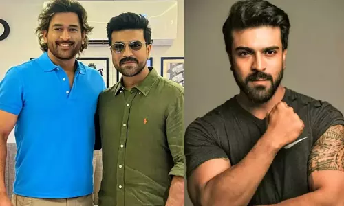 விநாயகரை தரிசனம் செய்த கையோடு டோனியை சந்தித்த ராம் சரண் விநாயகரை தரிசனம் செய்த கையோடு டோனியை சந்தித்த ராம் சரண்