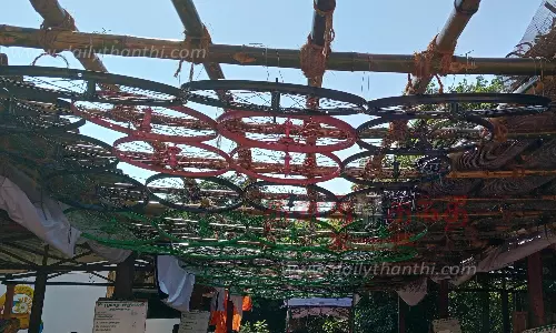 பழைய சைக்கிள்களை கொண்டு என்.ஐ.டி. மாணவர்கள்  உருவாக்கிய ஓய்வறை