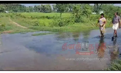 பாசன கால்வாய் தூர்வாரப்படாததால்  சாலைகளில் வழிந்து செல்லும் ஆற்று நீர்