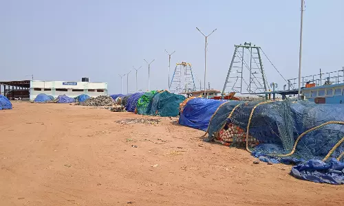 பூம்புகாரில் விவசாயிகளுக்கு ஆதரவாக மீனவர்கள் கடலுக்கு மீன் பிடிக்க செல்லவில்லை