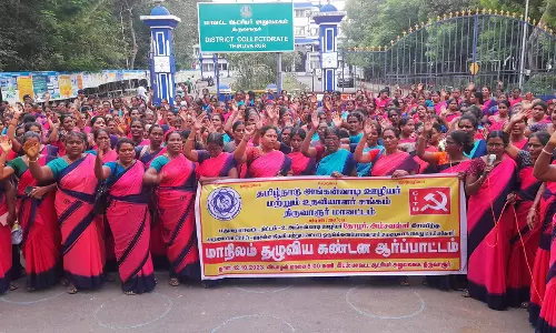 அங்கன்வாடி ஊழியர் சங்கத்தினர் ஆர்ப்பாட்டம்