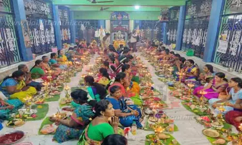 ராமர் கோவிலில் திருவிளக்கு பூஜை