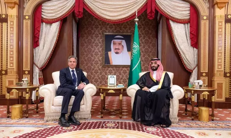 சவுதி பட்டத்து இளவரசருடன் அமெரிக்க வெளியுறவுத்துறை... ... இஸ்ரேல் - ஹமாஸ் இடையே 9ம் நாளாக தொடரும் போர்..!!