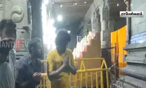 ராமேஸ்வரம் கோவிலில் இயக்குனர் லோகேஷ் கனகராஜ் சாமி தரிசனம்