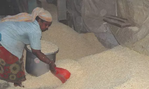 ஆயுத பூஜையையொட்டி பொரி உற்பத்தி