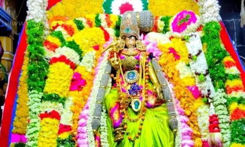 மதுரையில் ஊஞ்சல் அலங்காரத்தில் மீனாட்சி அம்மன்