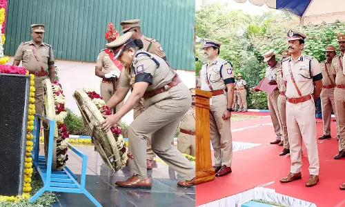 பணியின் போது உயிரிழந்த போலீசாருக்கு துப்பாக்கி குண்டுகள் முழங்க மரியாதை