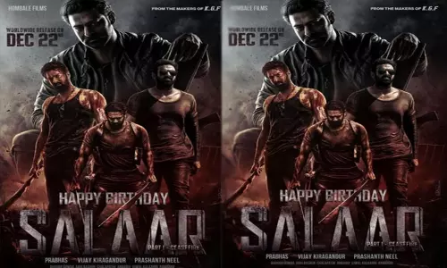 பிரபாஸ் பிறந்தநாளை ஒட்டி, சிறப்பு போஸ்டர் வெளியிட்டு வாழ்த்து தெரிவித்த சலார் படக்குழு..!